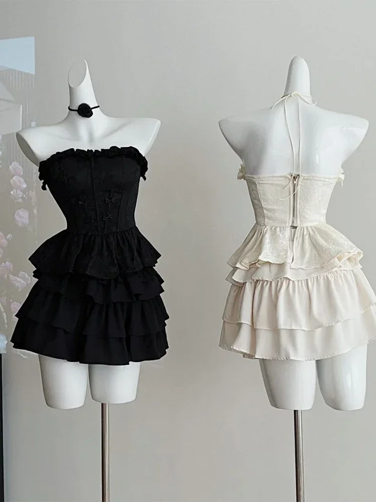 Skirts Sets 2000s Cutecore Clothes Women's Black Two Piece Sets Vintage Sleeveless Crop Top with A-Line Mini Skirt Vintage Y2k
Skirts Sets 2000s Cutecore Clothes Women's Black Two Piece Sets Vintage Sleeveless Crop Top with A-Line Mini Skirt Vintage Y2k