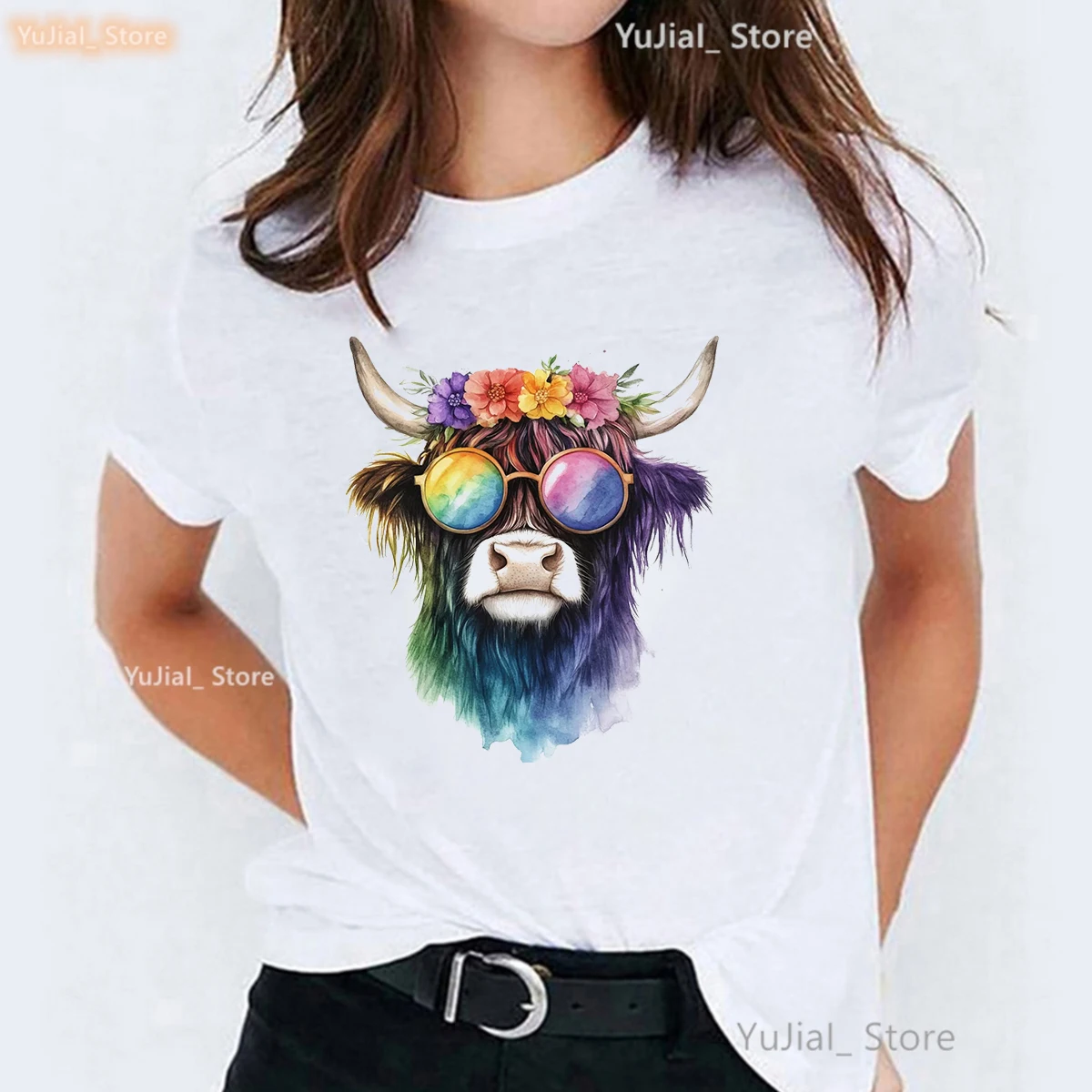 Colorful Highland Cow Wearing Glasses Printed Tshirt Girls Funny Cool Flowers T Shirt Women Kawaii Clothes Summer Tops T-Shirt
Colorful Highland Cow Wearing Glasses Printed Tshirt Girls Funny Cool Flowers T Shirt Women Kawaii Clothes Summer Tops T-Shirt
