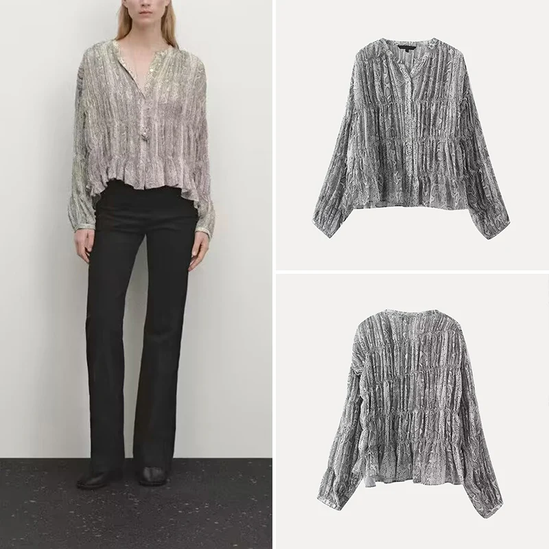 Spring 2025 Women's Long Sve round Ne irt Snake Print Casual Polyester Fiber 050280802 Ele Draped Faion Top
Spring 2025 Women's Long Sve round Ne irt Snake Print Casual Polyester Fiber 050280802 Ele Draped Faion Top