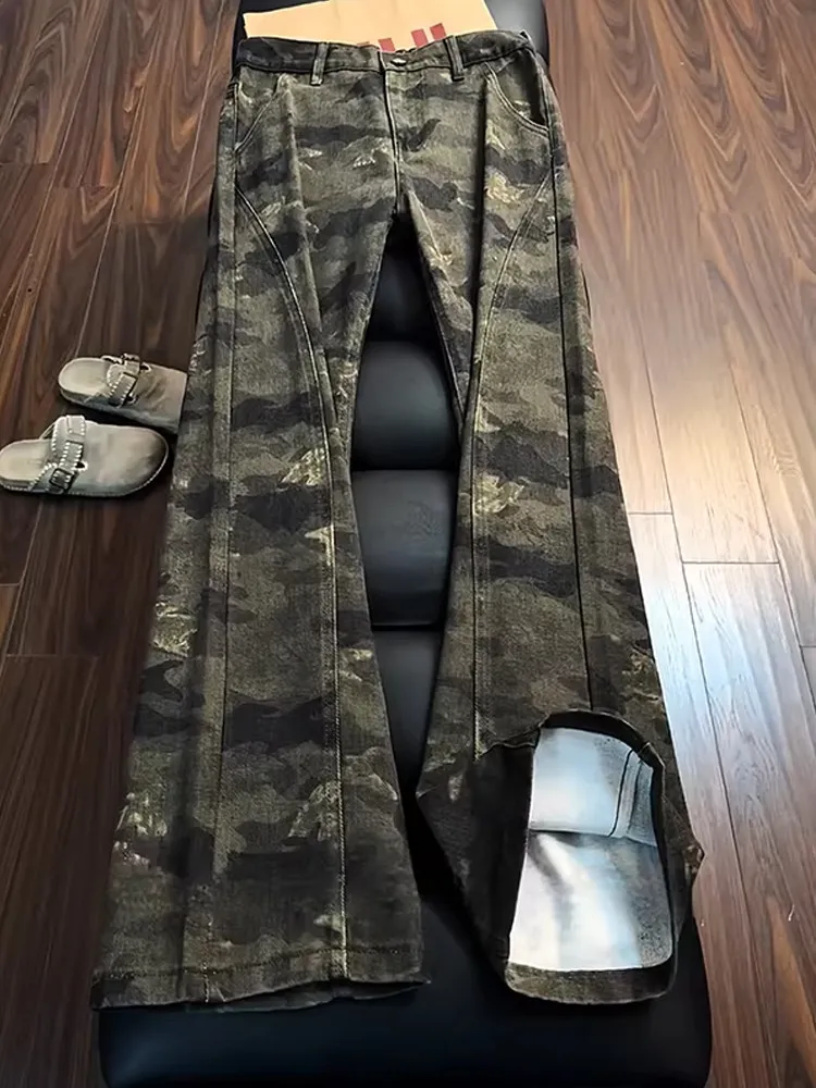 Retro American Style Men's Camouflage Jeans Spring Cleanfit Flared Denim Pants Washed Workwear Trousers mid Waist Zipper Fly
Retro American Style Men's Camouflage Jeans Spring Cleanfit Flared Denim Pants Washed Workwear Trousers mid Waist Zipper Fly
