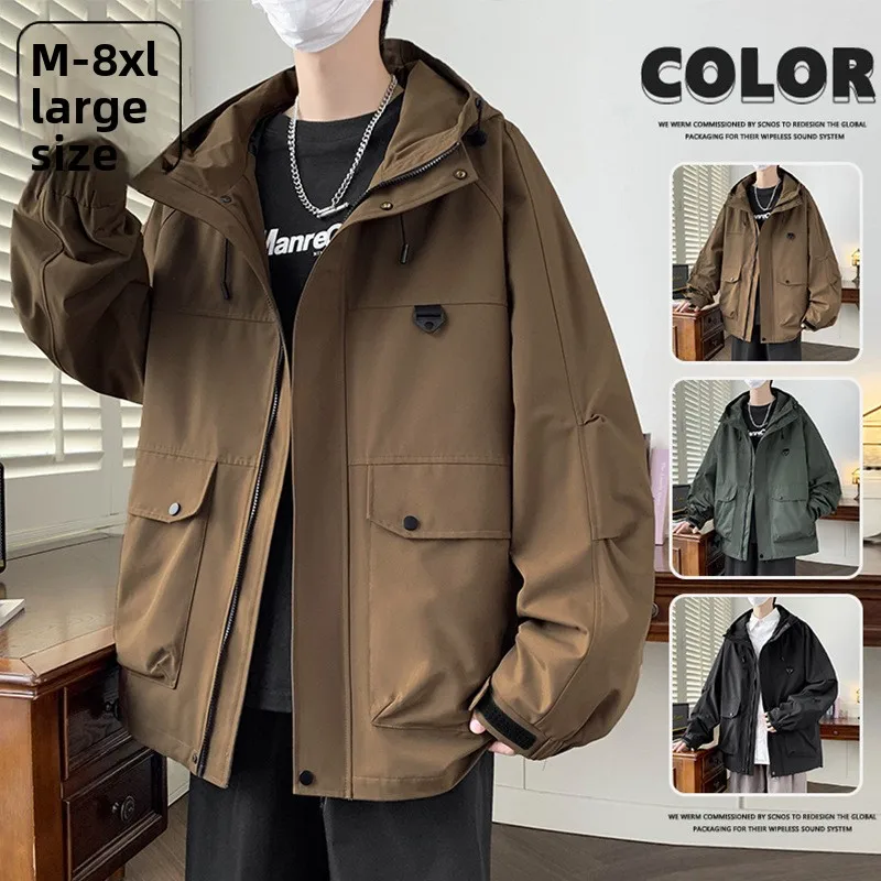 Men's new trendy large size spring and autumn casual outdoor mountaineering hooded jacket tooling plus fat and enlarged coat
Men's new trendy large size spring and autumn casual outdoor mountaineering hooded jacket tooling plus fat and enlarged coat