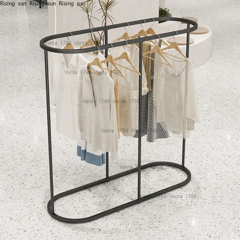 Wrought iron clothing store display rack simple oval Nakajima shelf floor-to-ceiling women's hanging clothes window
Wrought iron clothing store display rack simple oval Nakajima shelf floor-to-ceiling women's hanging clothes window