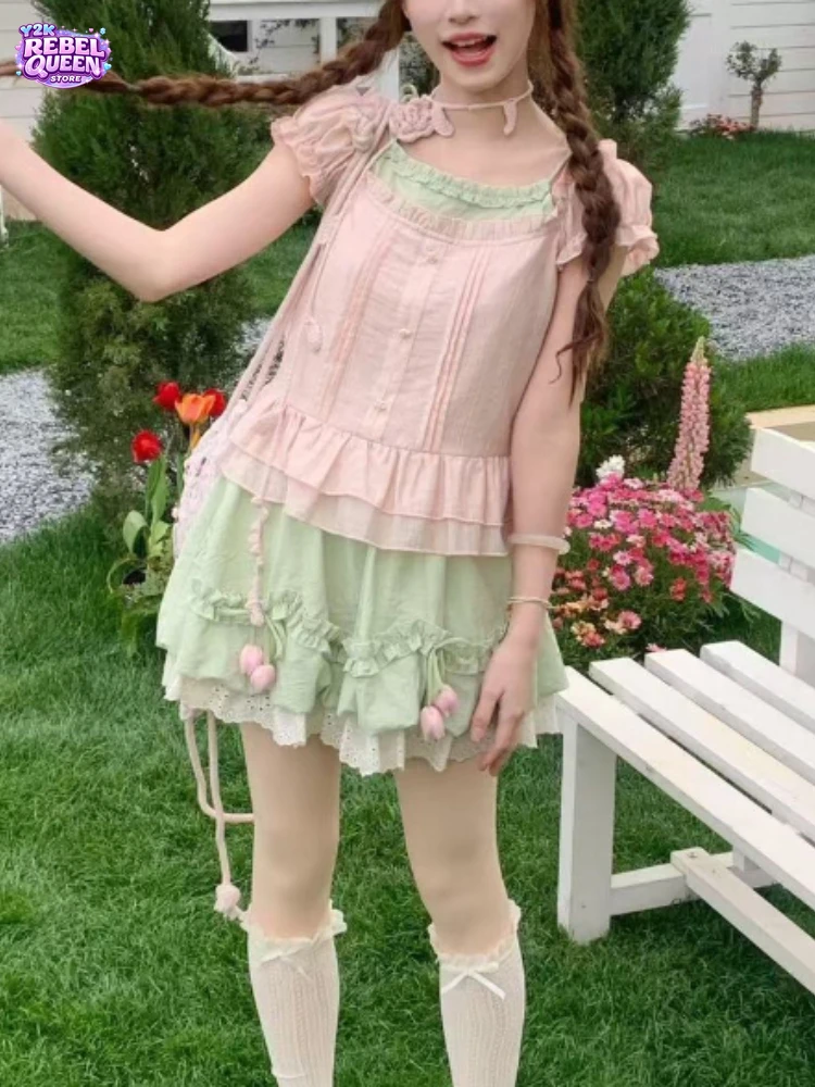 Korean Sweet Kawaii 2 Piece Set Women Ruffle Trim Off Shoulder Top + Lace Tiered Mini Skirt Summer Casual Slim Floral Outfits
Korean Sweet Kawaii 2 Piece Set Women Ruffle Trim Off Shoulder Top + Lace Tiered Mini Skirt Summer Casual Slim Floral Outfits