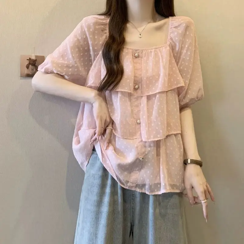 Sweet Square Collar Ruffles Polka Dot Puff Sleeve T-Shirts Female Clothing 2024 Summer New Loose All-match Tops Casual Tee Shirt
Sweet Square Collar Ruffles Polka Dot Puff Sleeve T-Shirts Female Clothing 2024 Summer New Loose All-match Tops Casual Tee Shirt