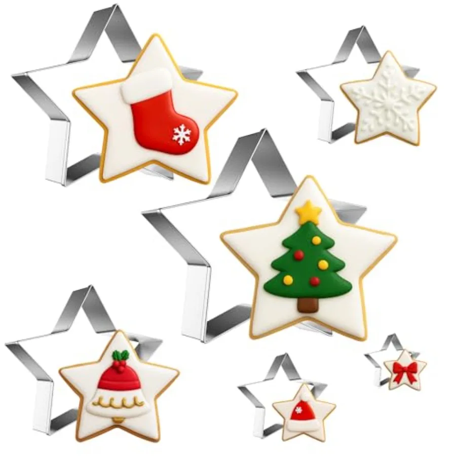 6-Piece Star Ce Cutters Set 6 Sizes: 4.8' 4.6' 3.9' 3.2' 2.4' 1.6' Stainless Steel Star Shaped Baking Tool
6-Piece Star Ce Cutters Set 6 Sizes: 4.8' 4.6' 3.9' 3.2' 2.4' 1.6' Stainless Steel Star Shaped Baking Tool