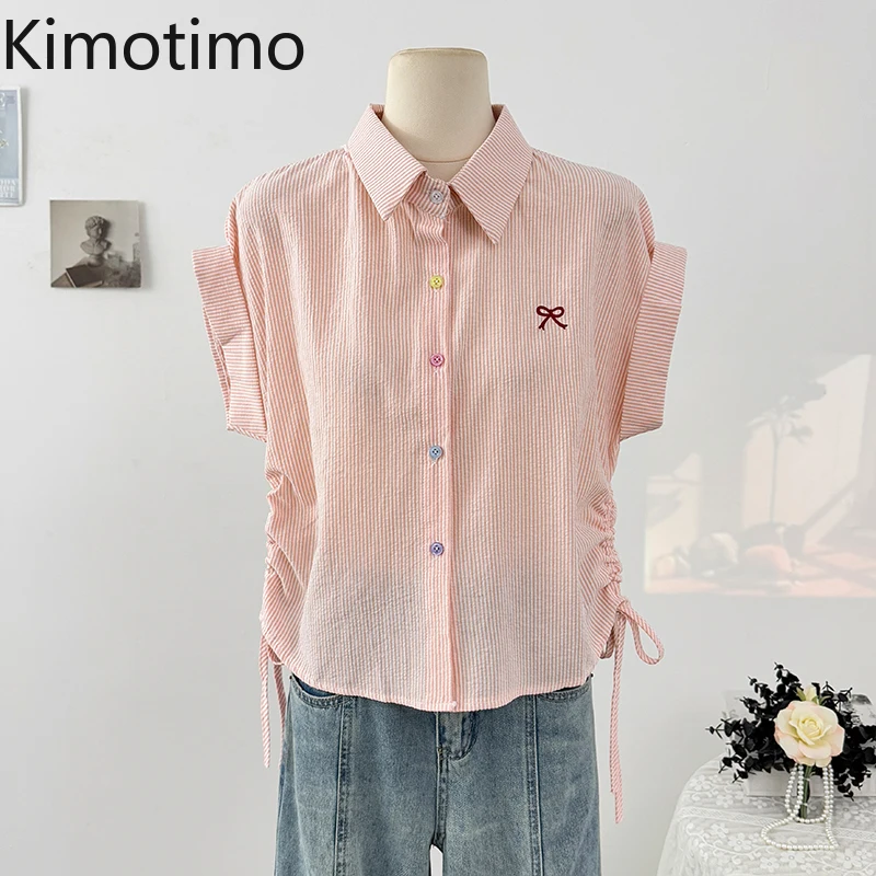 Kimotimo Korean Casual Lapel Striped Shirt Women 2025 Summer Shirring Lace Up Loose Single Breasted Crop Top Sweet Bow Blouse
Kimotimo Korean Casual Lapel Striped Shirt Women 2025 Summer Shirring Lace Up Loose Single Breasted Crop Top Sweet Bow Blouse