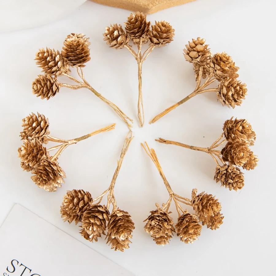 6Pcs of gold fake pine nut artificial plants for Christmas tree decoration wreath accessory wedding home decor photography prop
6Pcs of gold fake pine nut artificial plants for Christmas tree decoration wreath accessory wedding home decor photography prop