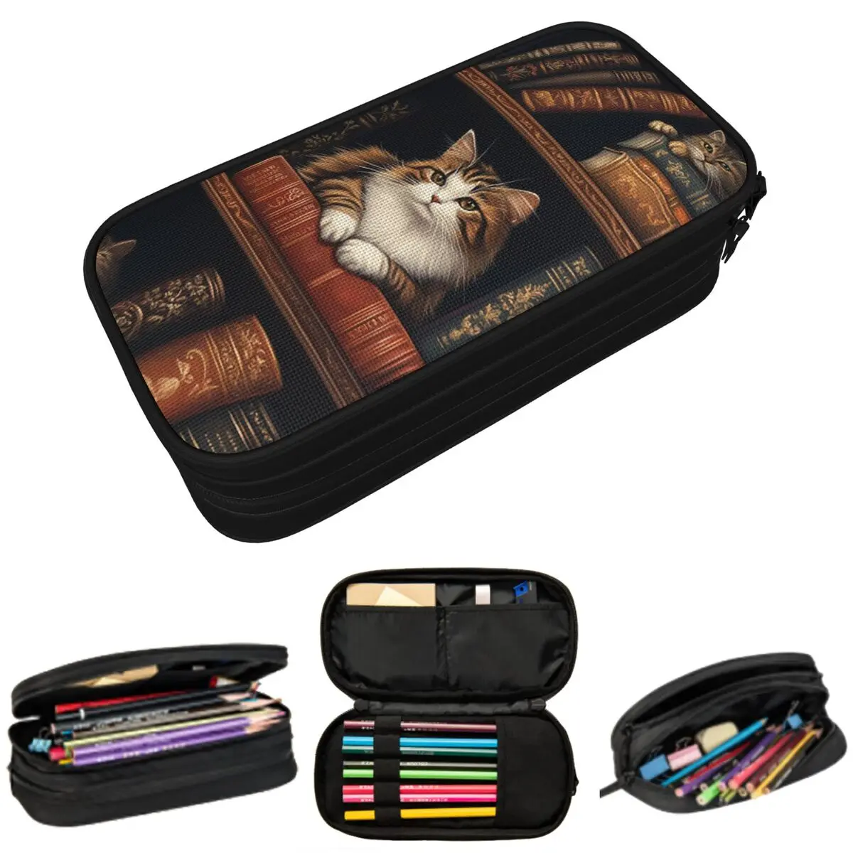 Cute Cat On The Bookshelf Pencil Case for Kids School Pen Box Pencil Bag Stationery Supplies Pen Holder Bag
Cute Cat On The Bookshelf Pencil Case for Kids School Pen Box Pencil Bag Stationery Supplies Pen Holder Bag