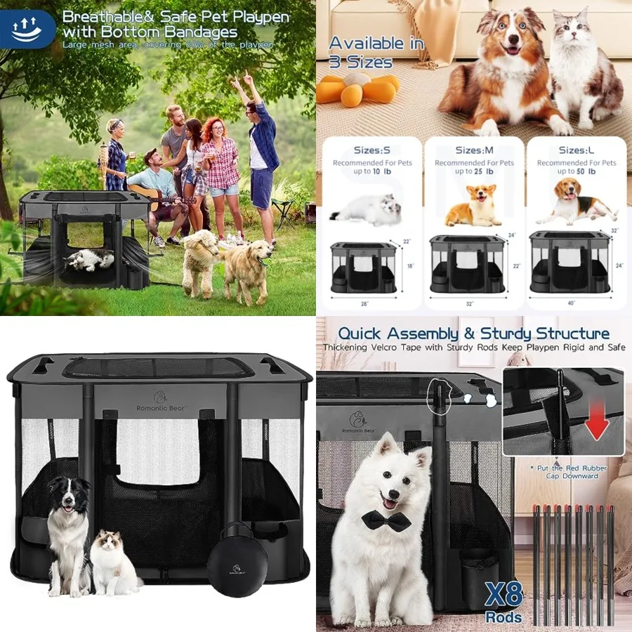 40x32x24 Inch Dog Playpen, Pet Playpen, Foldable Puppy Cat Playpen, Portable Exercise Kennel Tent Crate, Water-Resistant Breath
40x32x24 Inch Dog Playpen, Pet Playpen, Foldable Puppy Cat Playpen, Portable Exercise Kennel Tent Crate, Water-Resistant Breath