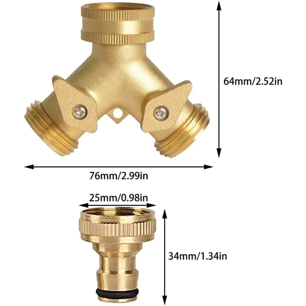 For Outdoor Faucets, with 2 X 3/4 Inch Brass Faucet Connections 2-way Faucet Connector, Solid Brass Double Hose Connector
For Outdoor Faucets, with 2 X 3/4 Inch Brass Faucet Connections 2-way Faucet Connector, Solid Brass Double Hose Connector