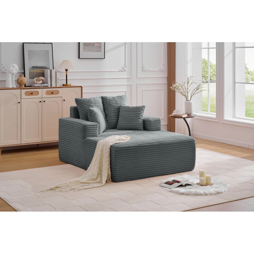Oversized Indoor Chaise Longue: Modern Corduroy Deep Seat Sofa Bed with Pillows &Armrests for Living/Bedroom/Apt
Oversized Indoor Chaise Longue: Modern Corduroy Deep Seat Sofa Bed with Pillows &Armrests for Living/Bedroom/Apt