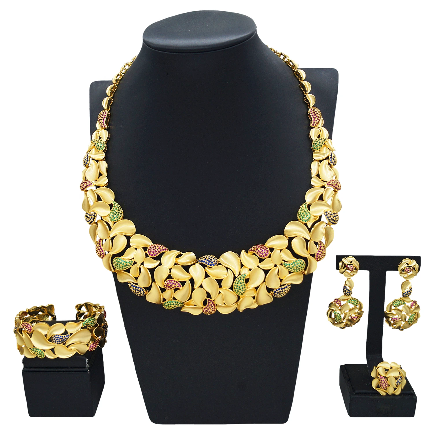High Quality 4 Piece Bridal Jewelry Set for Ladies Party Luxury Dubai Nigeria Platinum Plated Zircon Crystal Wedding Jewelry Set
High Quality 4 Piece Bridal Jewelry Set for Ladies Party Luxury Dubai Nigeria Platinum Plated Zircon Crystal Wedding Jewelry Set