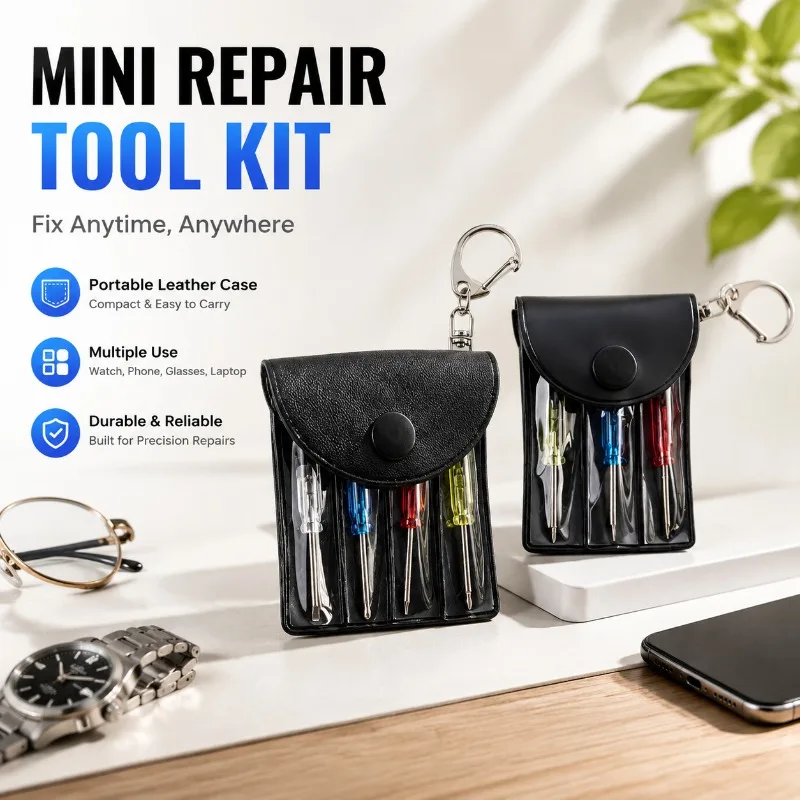 Multi-function Screwdriver Kit Mini Combined Disassembly Tools with Portable Leather Pouch for Watch Eyeglass Cellphone Repair
