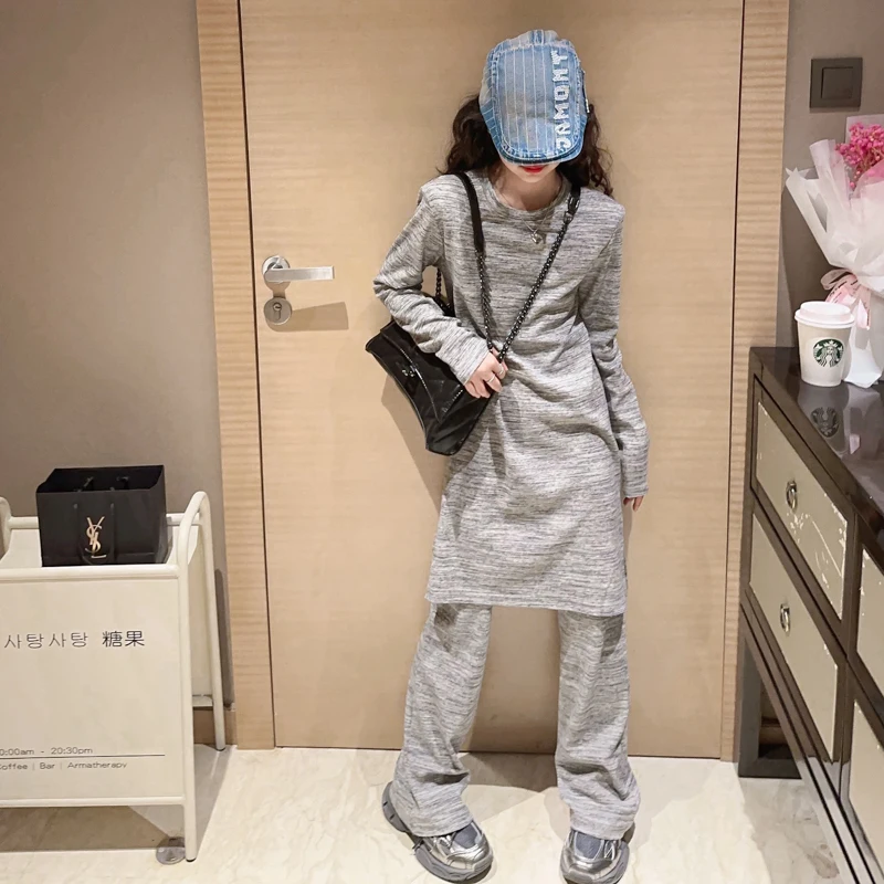 Baby Girl Clothing Autumn Sets for Children Grey Suits Long T-Shirt asymmetric Tops + Flared Pants 2PCS Outfits Girls Streetwear
Baby Girl Clothing Autumn Sets for Children Grey Suits Long T-Shirt asymmetric Tops + Flared Pants 2PCS Outfits Girls Streetwear