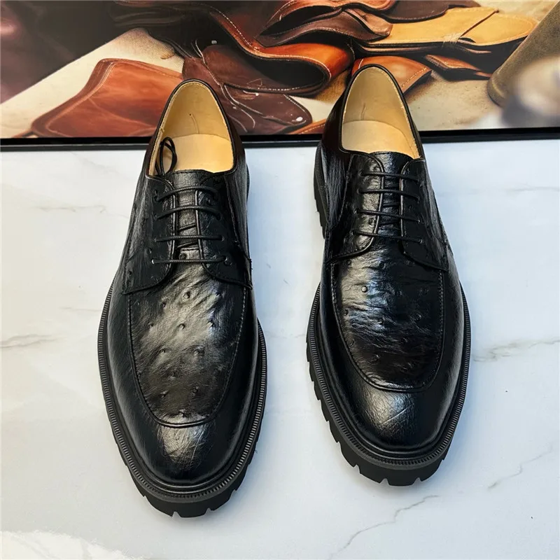 Business Style Authentic Real Ostrich Skin Men Soft Black Derby Shoes Genuine Exotic Leather Male Classic Lace-up Dress Oxfords
Business Style Authentic Real Ostrich Skin Men Soft Black Derby Shoes Genuine Exotic Leather Male Classic Lace-up Dress Oxfords