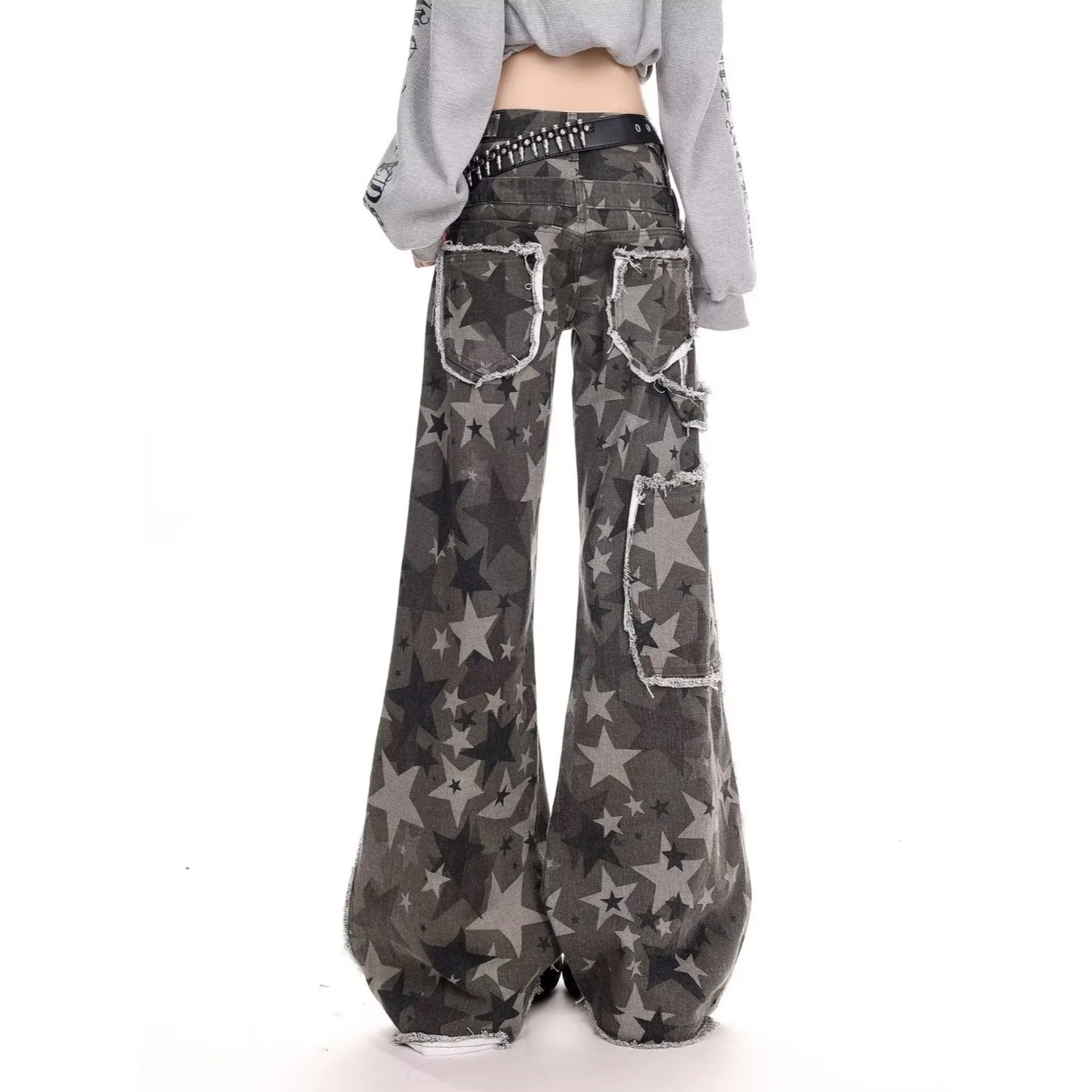 Женские широкие джинсы Y2K в американском стиле, камуфляжные микро-клеш с высокой талией, свободные модные весенние брюки
Женские широкие джинсы Y2K в американском стиле, камуфляжные микро-клеш с высокой талией, свободные модные весенние брюки