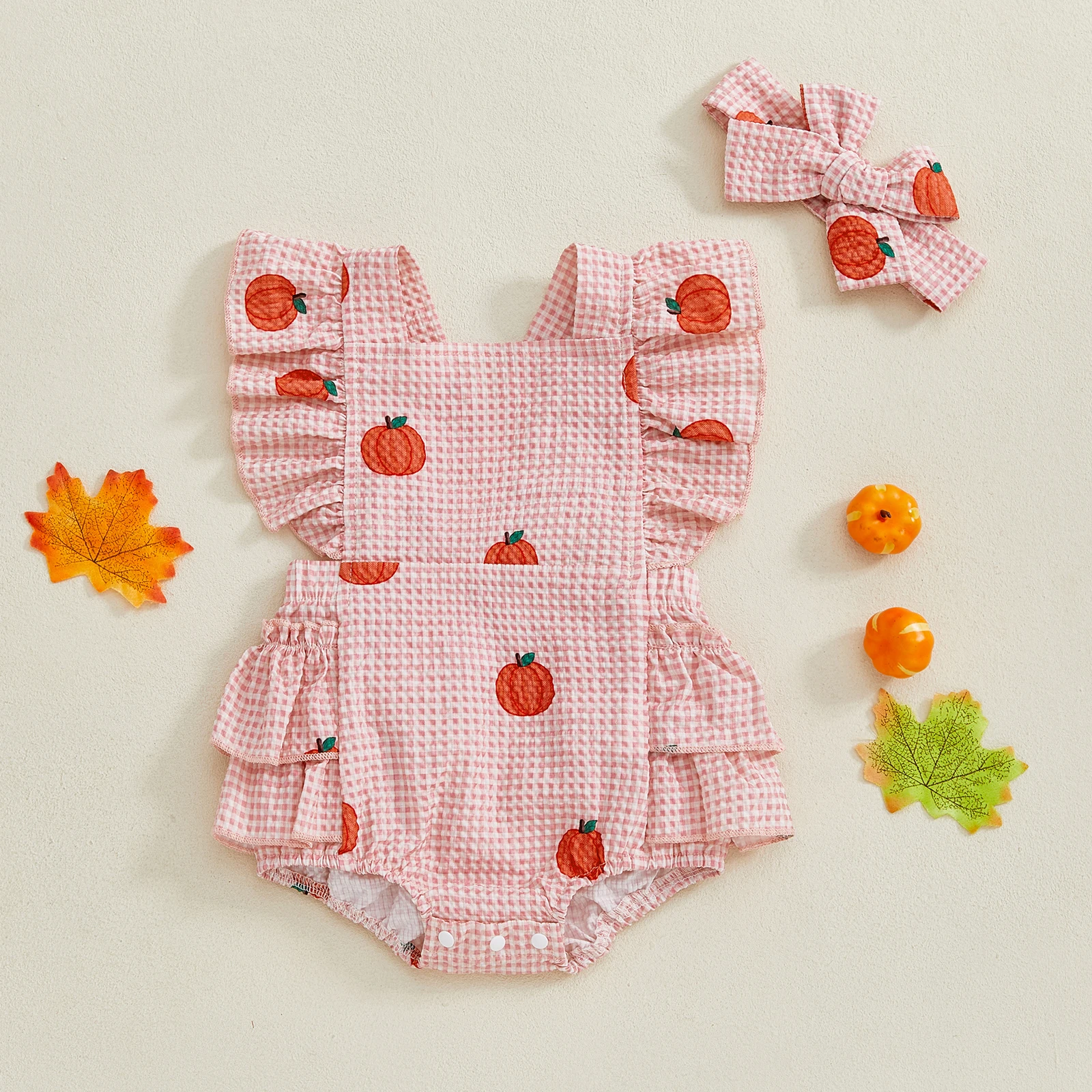 2025-06-14 Lioraitiin Baby Girl Halloween Plaid Romper Pumpkin Print Flying Sleeve Square Neck Bubble Jumpsuit with Headband
2025-06-14 Lioraitiin Baby Girl Halloween Plaid Romper Pumpkin Print Flying Sleeve Square Neck Bubble Jumpsuit with Headband