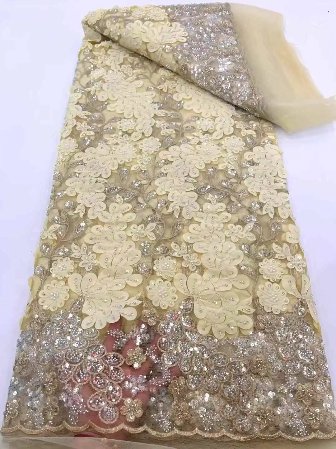 2025 Luxury Elegant Handmade Embroidery Sequins Beaded Lace High Quality African Chiffon Sequins Lace Fabric for Wedding Sewing
2025 Luxury Elegant Handmade Embroidery Sequins Beaded Lace High Quality African Chiffon Sequins Lace Fabric for Wedding Sewing