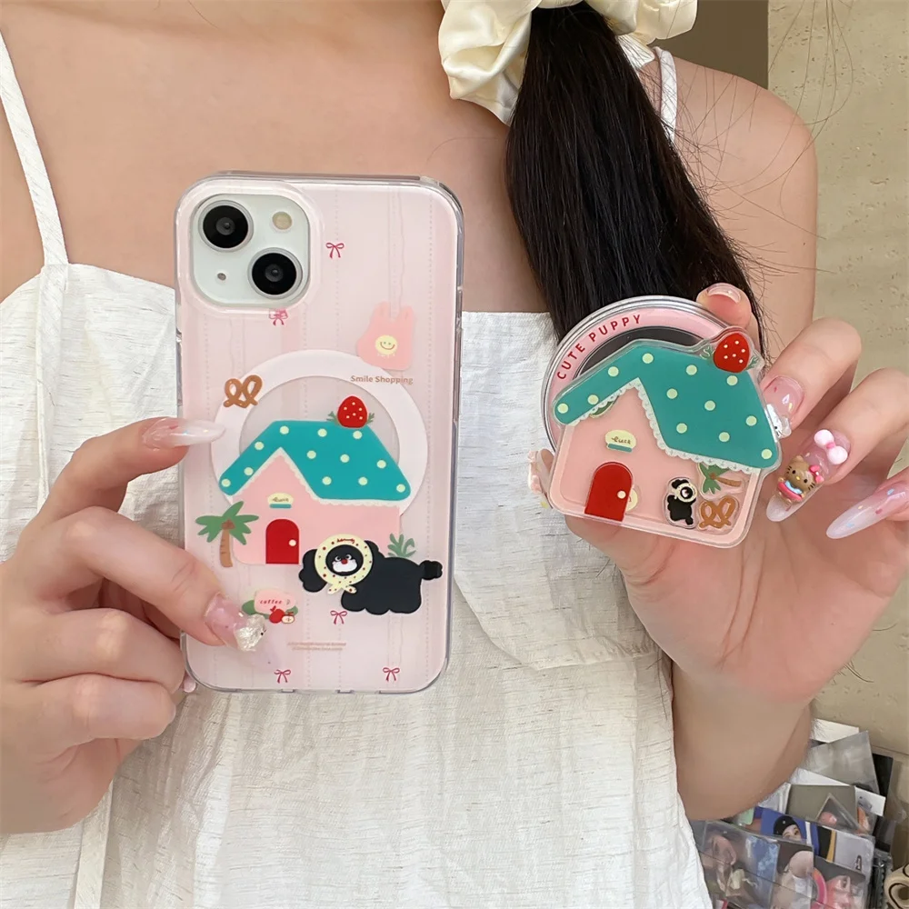 Korean INS cute house puppy shake magnetic for Magsafe stand phone case for iPhone 13 14 15 16 Pro Max cover protection Fundas
Korean INS cute house puppy shake magnetic for Magsafe stand phone case for iPhone 13 14 15 16 Pro Max cover protection Fundas