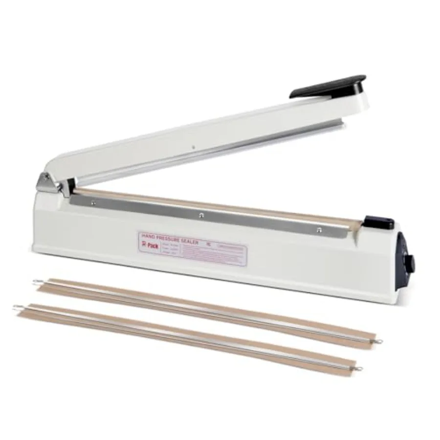 Impulse Heat Sealer for packaging applications, aluminum alloy body, white, 16-inch seal bar with cutting function and 2 replac
Impulse Heat Sealer for packaging applications, aluminum alloy body, white, 16-inch seal bar with cutting function and 2 replac