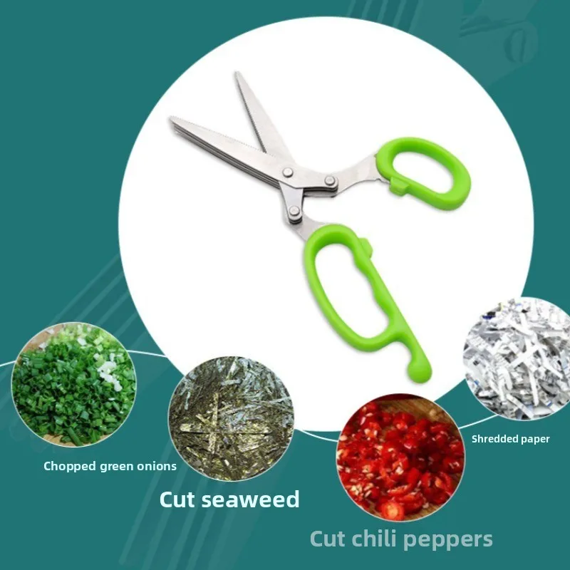 Stainless Steel Five-layer Scallion Scissors Vegetable Scissors Kitchen Spices Seaweed Multi-purpose Scissors Wholesale
Stainless Steel Five-layer Scallion Scissors Vegetable Scissors Kitchen Spices Seaweed Multi-purpose Scissors Wholesale