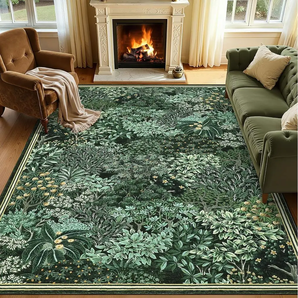 Dark Green Washable 8x10 Area Rug, Botanical Low Pile Non Slip Stain Resistance Carpet for Living Room, Office, Dining Room, Far
Dark Green Washable 8x10 Area Rug, Botanical Low Pile Non Slip Stain Resistance Carpet for Living Room, Office, Dining Room, Far