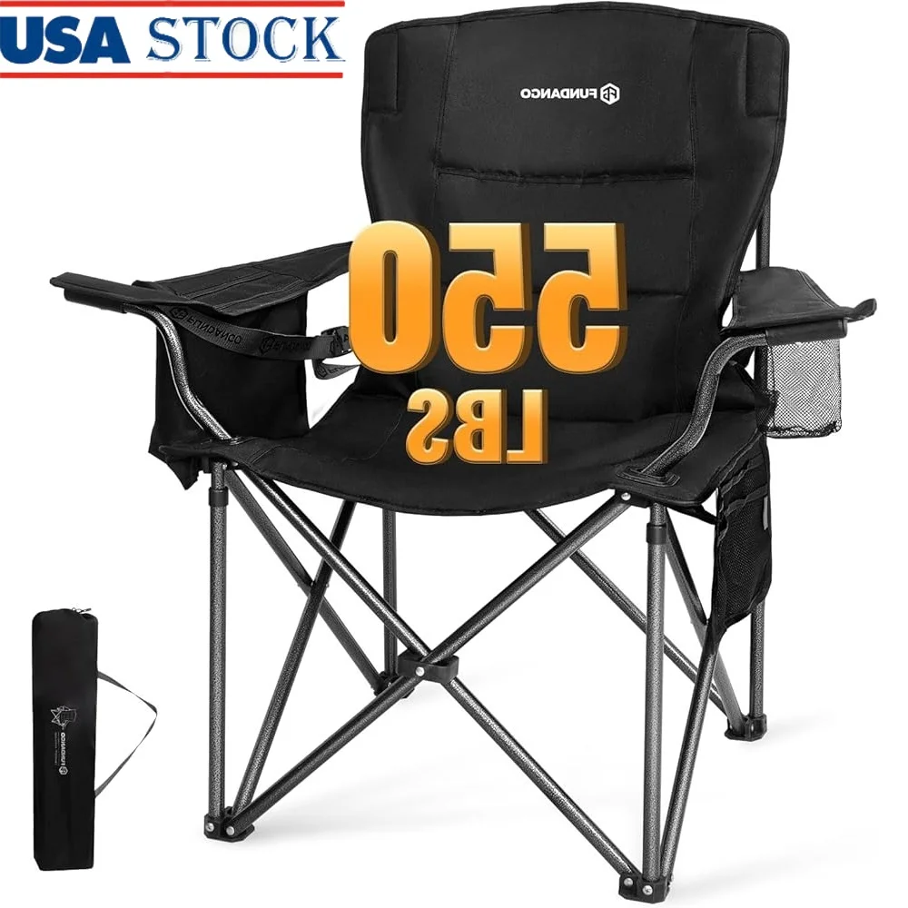 Oversized Heavy Duty Camping Chair 550Lbs Portable Folding Beach Fishing Chair with Cushion Ergonomic Back Support 4-Can Cooler
Oversized Heavy Duty Camping Chair 550Lbs Portable Folding Beach Fishing Chair with Cushion Ergonomic Back Support 4-Can Cooler