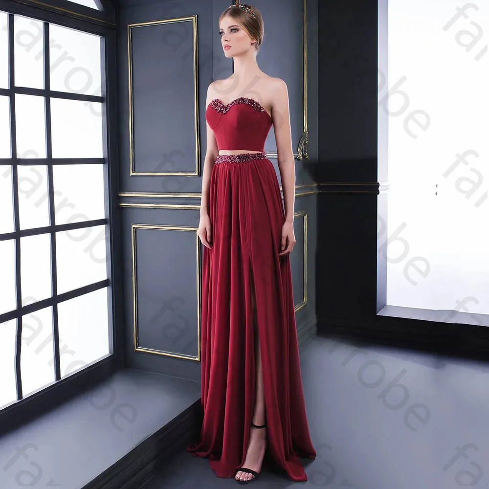 Customized Sexy Burgundy Long Evening Dresses Chiffon Beading Off The Should Sweetheart Side Split Backless Formal Prom Party Go
Customized Sexy Burgundy Long Evening Dresses Chiffon Beading Off The Should Sweetheart Side Split Backless Formal Prom Party Go