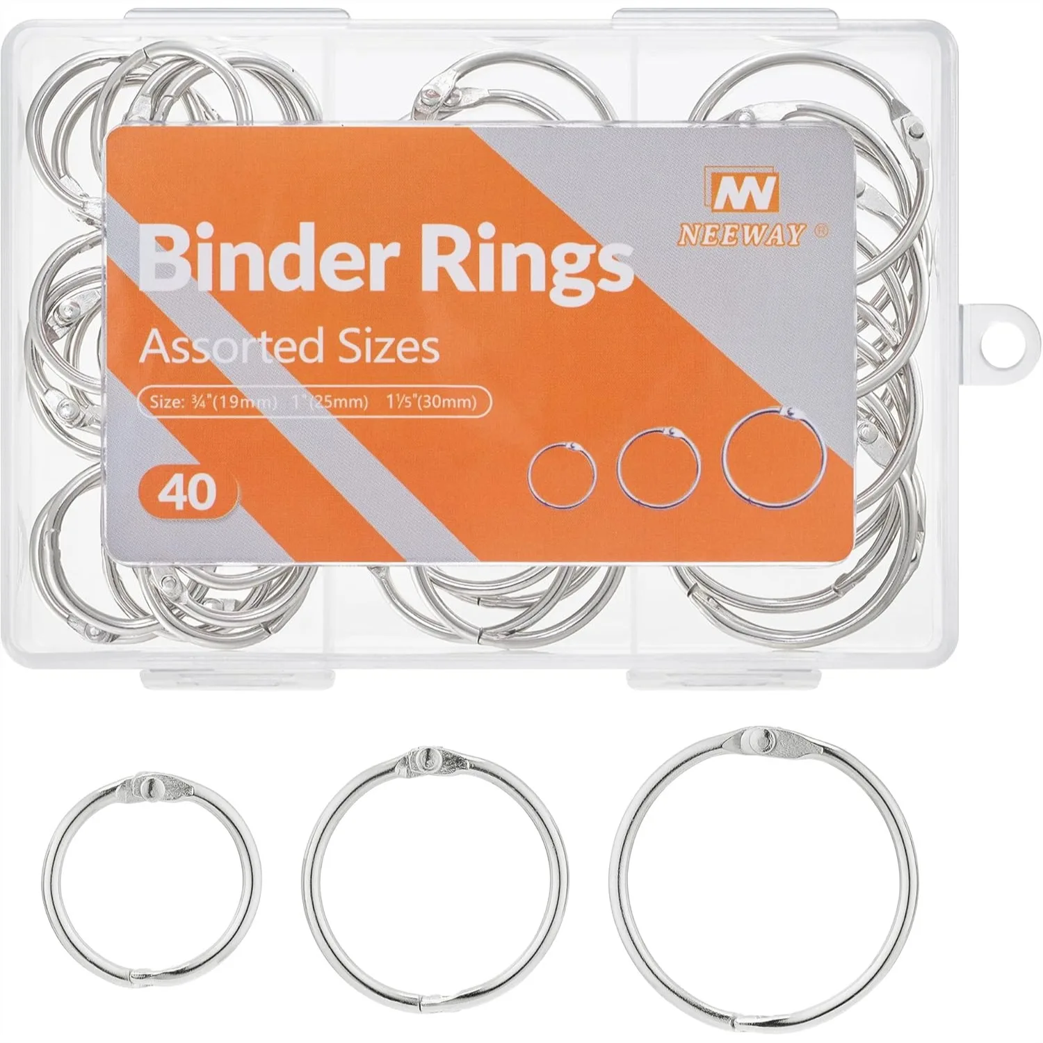 40pcs Loose Leaf Binder Rings Assorted Sizes 0.75 1 1.2 Inch Metal Rings for Index Cards Flash Cards Notebooks
40pcs Loose Leaf Binder Rings Assorted Sizes 0.75 1 1.2 Inch Metal Rings for Index Cards Flash Cards Notebooks