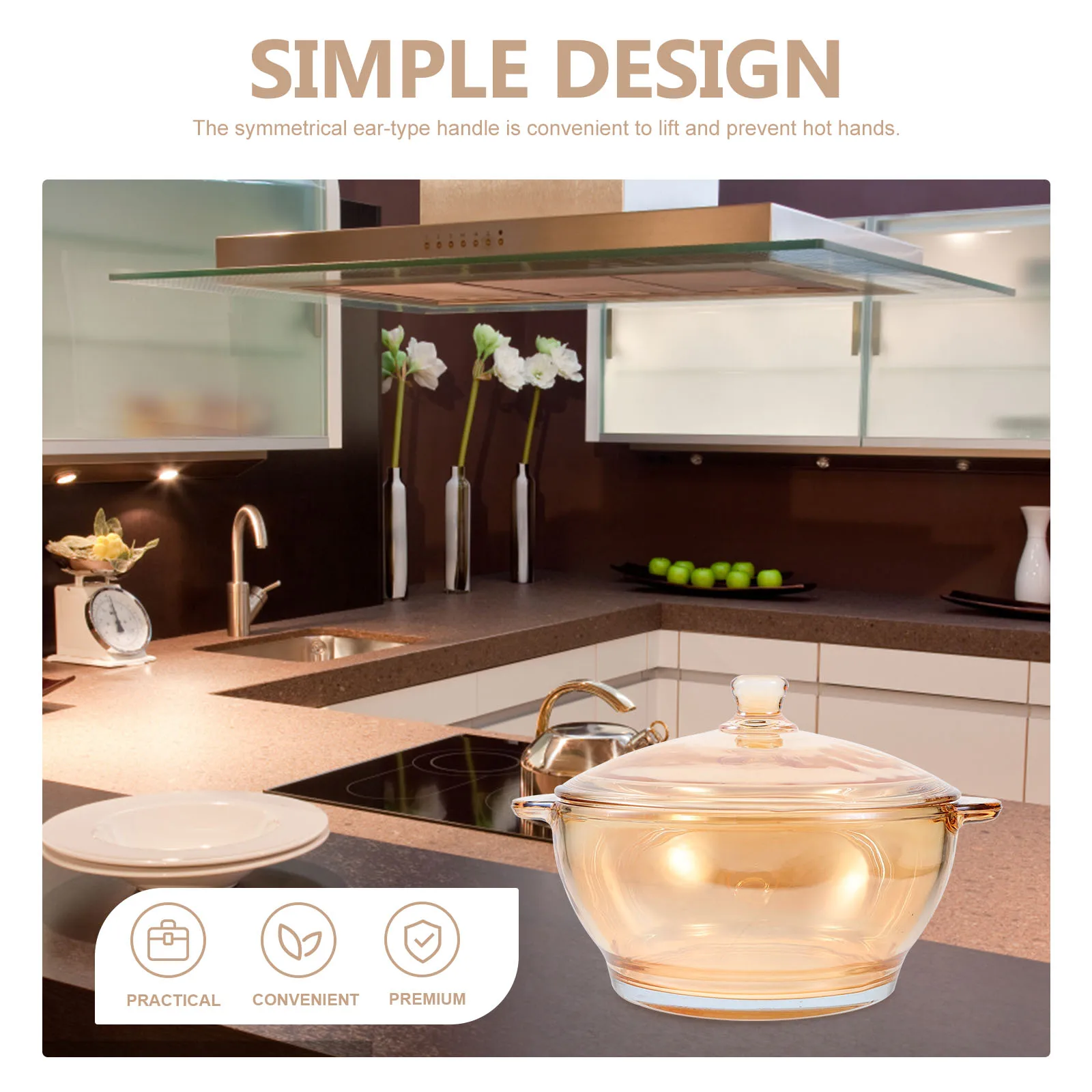 1Pcs Double Ear Glass Casserole Premium Heat Resistant Lead Free Glass Bowl Microwave Oven Soup Pot with Symmetrical Handle
1Pcs Double Ear Glass Casserole Premium Heat Resistant Lead Free Glass Bowl Microwave Oven Soup Pot with Symmetrical Handle