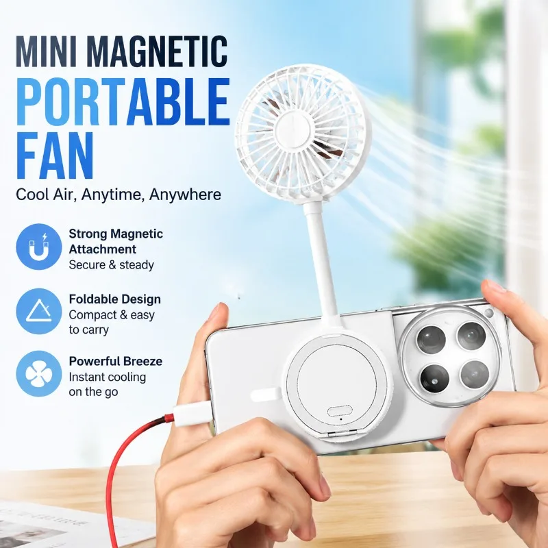 Mini Magnetic Portable Fan, Foldable Small Fan for iPhone & Magnetic Phones & Magnetic Cases
Mini Magnetic Portable Fan, Foldable Small Fan for iPhone & Magnetic Phones & Magnetic Cases