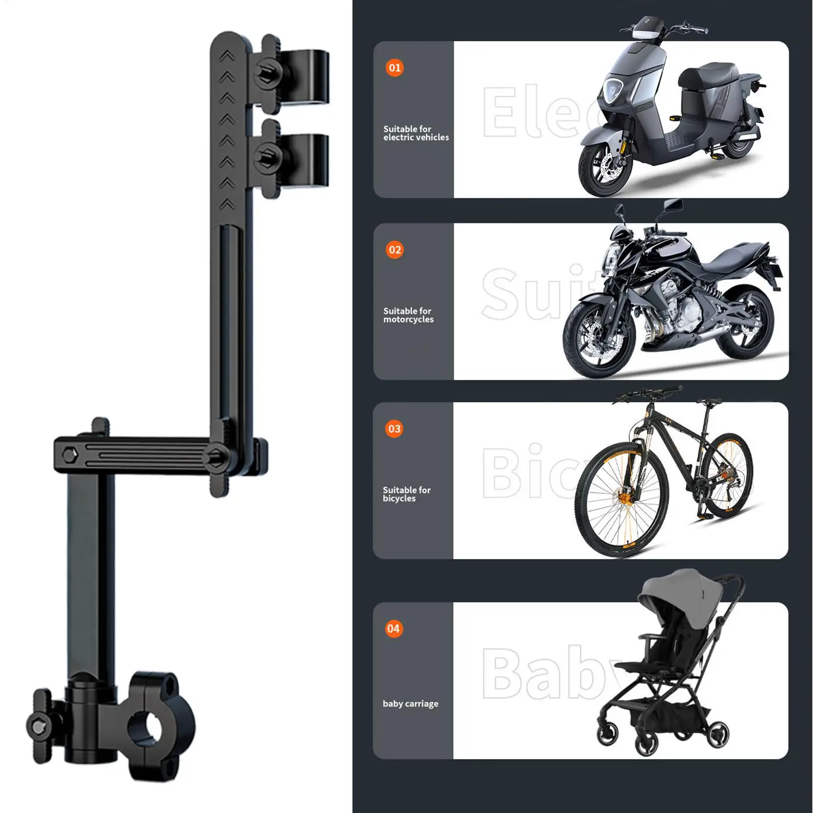 Stroller Wheelchair Umbrella Holder Adjustable Bicycle Support Mount for Bike Golf Beach Scooter Boat Camping Fishing
Stroller Wheelchair Umbrella Holder Adjustable Bicycle Support Mount for Bike Golf Beach Scooter Boat Camping Fishing