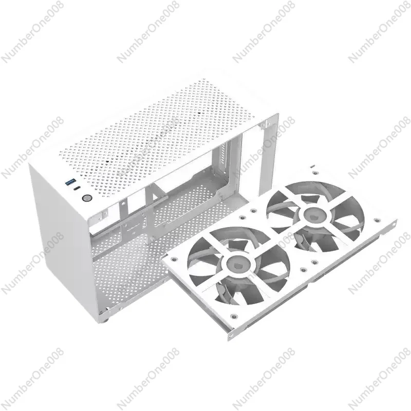 A4 ITX Small Form Factor Case, 2MM Aluminum Frame with White Mesh Side Panel and Transparent Window