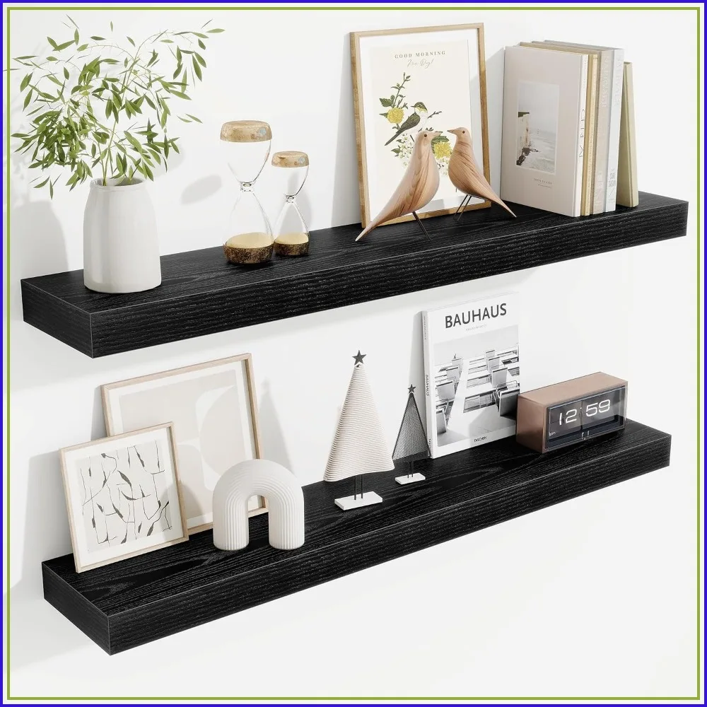 36" Floating Shelves Set of 2, Hanging Wood Shelves for Wall Storage & Display, Black
36" Floating Shelves Set of 2, Hanging Wood Shelves for Wall Storage & Display, Black