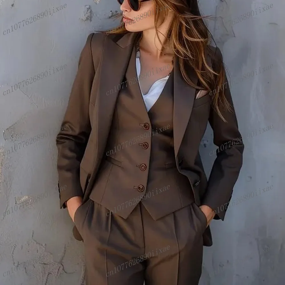 Dark Brown Women Suits Lady Business Office Tuxedos Mother Wedding Party Formal Occasions Ladies 3 Piece Set Jacket Vest Pants
Dark Brown Women Suits Lady Business Office Tuxedos Mother Wedding Party Formal Occasions Ladies 3 Piece Set Jacket Vest Pants
