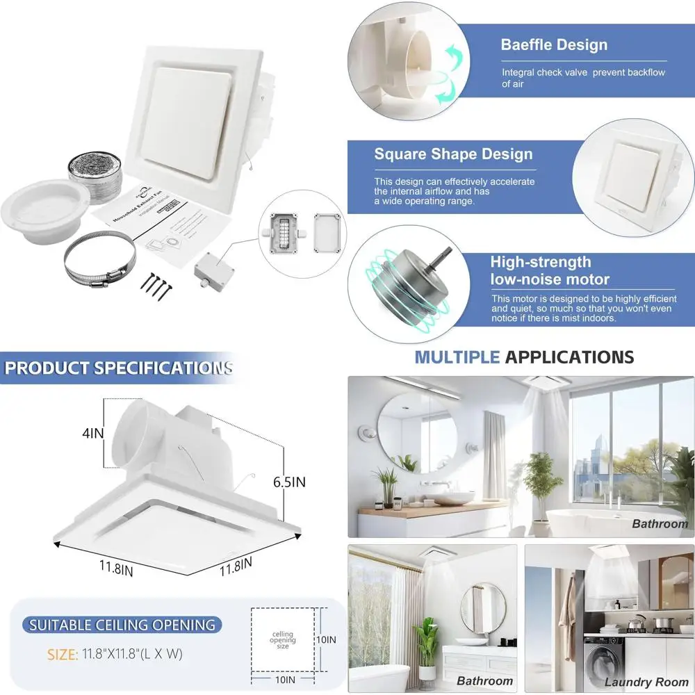 Ультра тихий 141 CFM 0,7 тонов 4-дюймовый канальный белый потолочный вытяжной вентилятор для ванной комнаты
Ультра тихий 141 CFM 0,7 тонов 4-дюймовый канальный белый потолочный вытяжной вентилятор для ванной комнаты