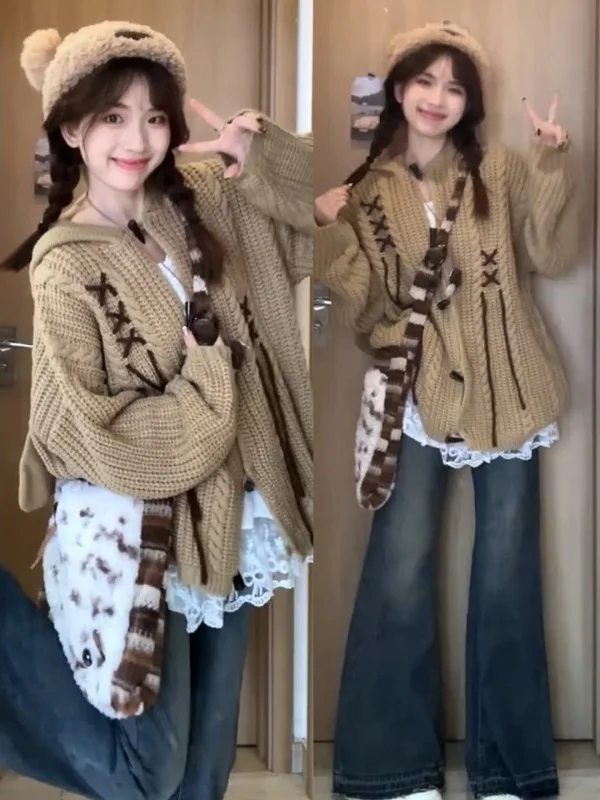 Korean Sle Casual Hoodie Women's Spring New Loose Knitted Open Cardigan Outerwear Comfortable Lazy High-End Feeling
Korean Sle Casual Hoodie Women's Spring New Loose Knitted Open Cardigan Outerwear Comfortable Lazy High-End Feeling