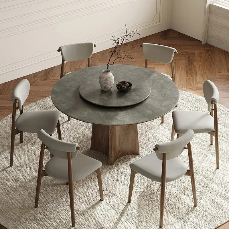 X-S Slate dining table round with turntable modern simple high-end black walnut
X-S Slate dining table round with turntable modern simple high-end black walnut