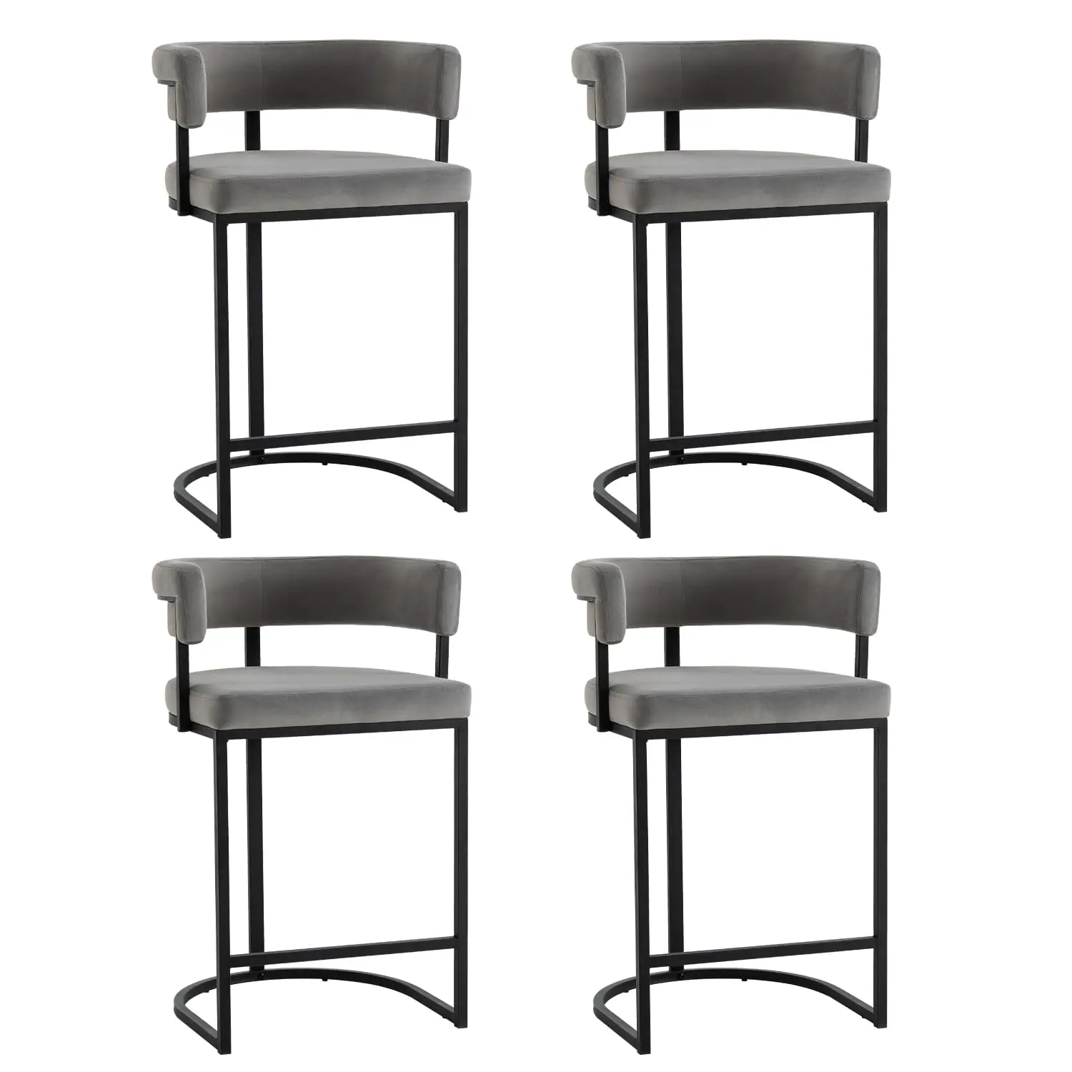 Modern Barrel Bar Stools Set Of 4, 25.6" Counter Height Stools Velvet Counter Stool With Comfy Back And Arms,, Customized
Modern Barrel Bar Stools Set Of 4, 25.6" Counter Height Stools Velvet Counter Stool With Comfy Back And Arms,, Customized