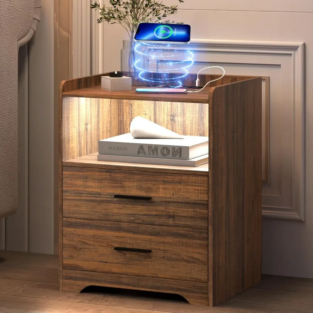 LED Nightstand with Charging Station, Night Stands with 24-Color RGB LED Lights, Smart Lighted Nightstand Black Bedside Table
LED Nightstand with Charging Station, Night Stands with 24-Color RGB LED Lights, Smart Lighted Nightstand Black Bedside Table
