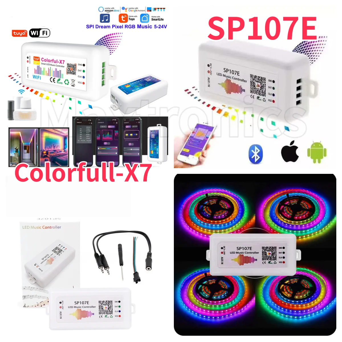 DC5V-24V Wi-Fi SP107E/Colorful-X7 Музыка WS2811 SK6812 Адресный WS2812B Контроллер светодиодной ленты RGBic Контроллер умного приложения
DC5V-24V Wi-Fi SP107E/Colorful-X7 Музыка WS2811 SK6812 Адресный WS2812B Контроллер светодиодной ленты RGBic Контроллер умного приложения