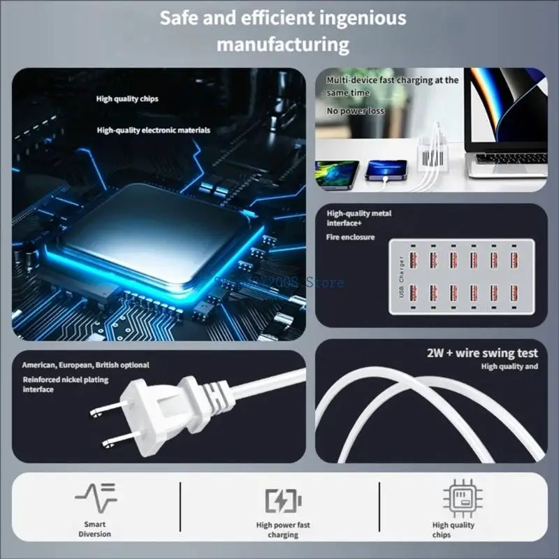 Compacts 12 USB Port Chargers Station Output Smarted Device High Speeds Charging Dock For Phones Tablets
Compacts 12 USB Port Chargers Station Output Smarted Device High Speeds Charging Dock For Phones Tablets