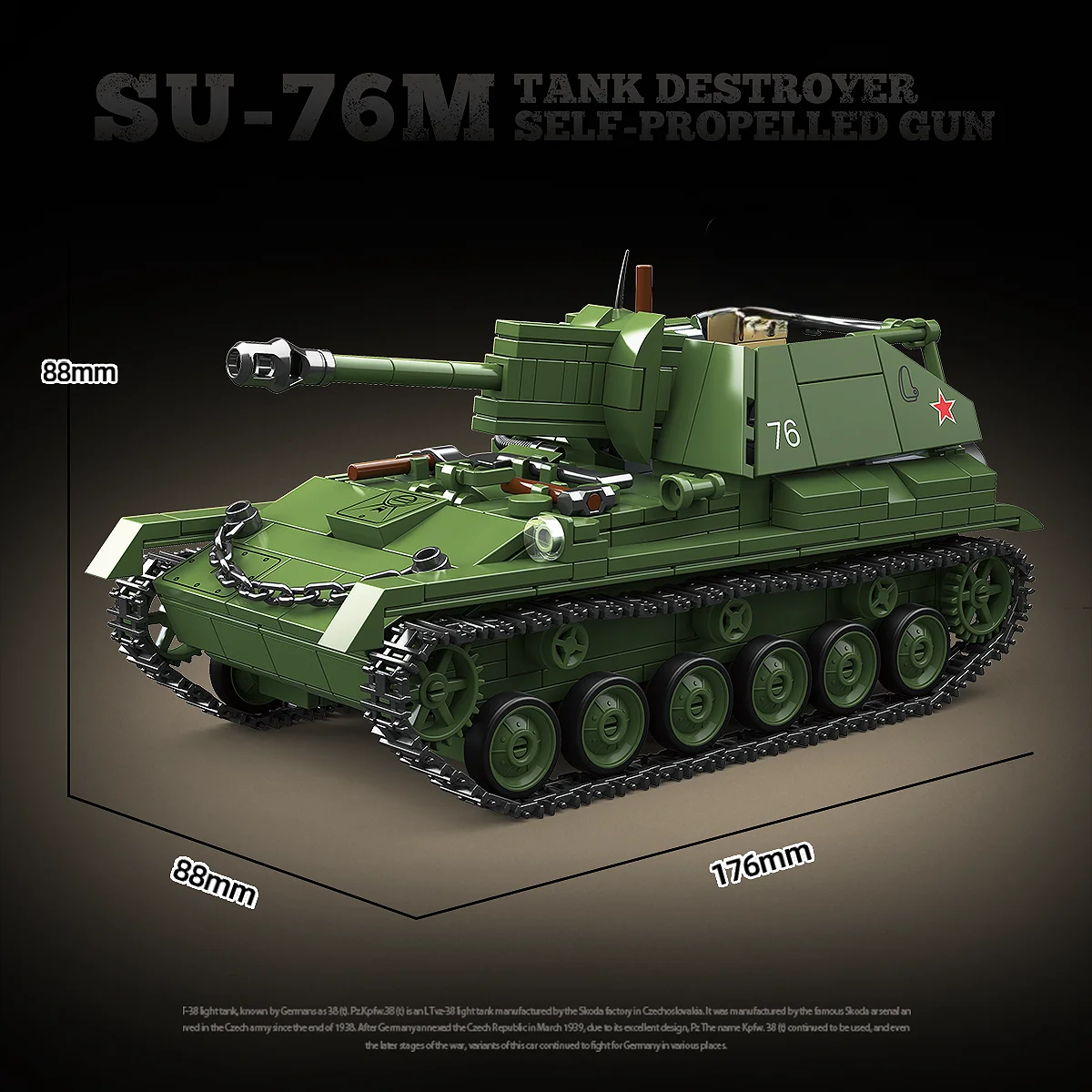 Soviet SU-76M Self-Propelled Gun Building Blocks WWII Military Armor Vehicle Model Bricks Set War Diorama Boys Educational Toy G
Soviet SU-76M Self-Propelled Gun Building Blocks WWII Military Armor Vehicle Model Bricks Set War Diorama Boys Educational Toy G