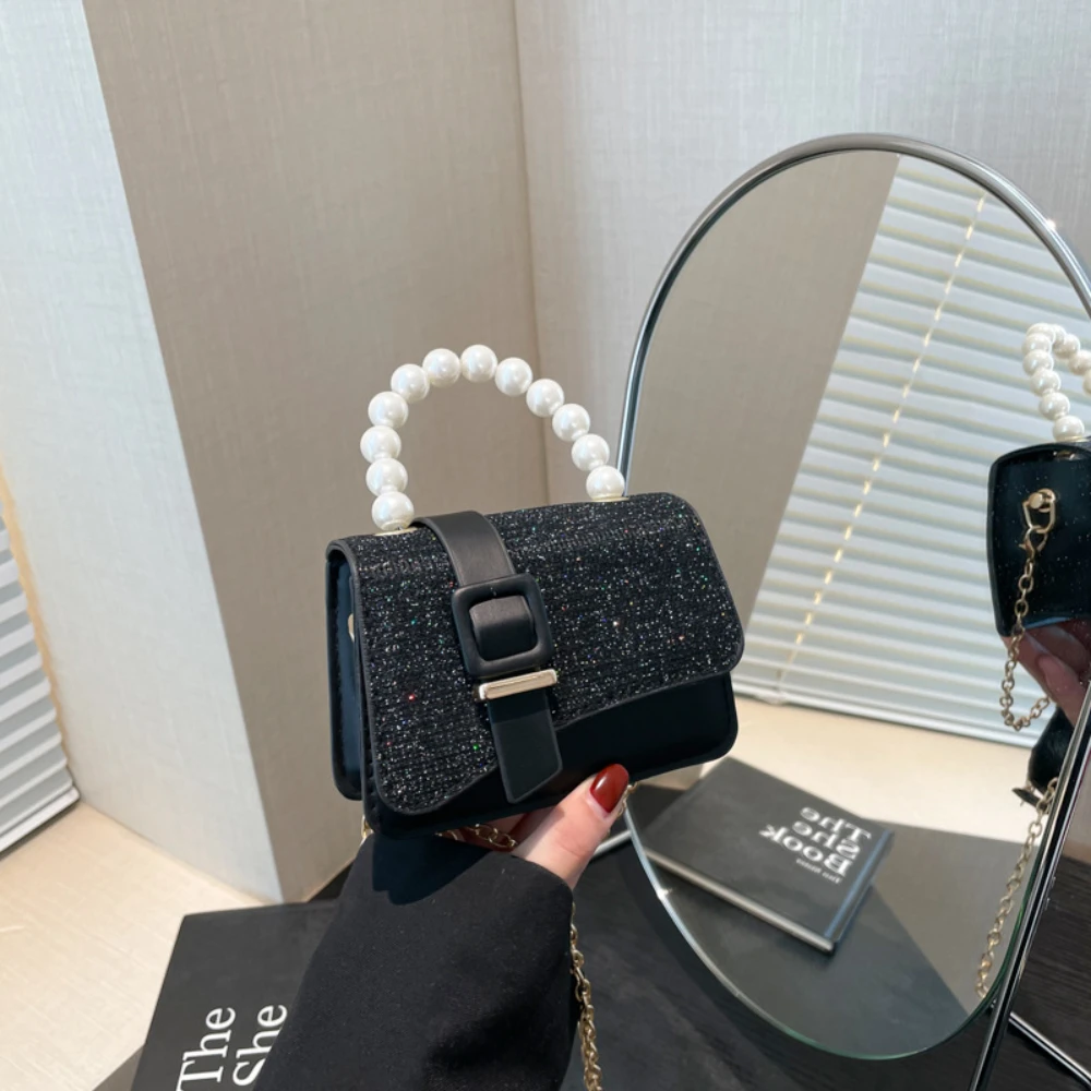 Fashionable Shoulder Crossbody Bag Pearl Handle Shoulder Strap Women'S Trendy Handbag Casual Solid Color Square Purse New
Fashionable Shoulder Crossbody Bag Pearl Handle Shoulder Strap Women'S Trendy Handbag Casual Solid Color Square Purse New
