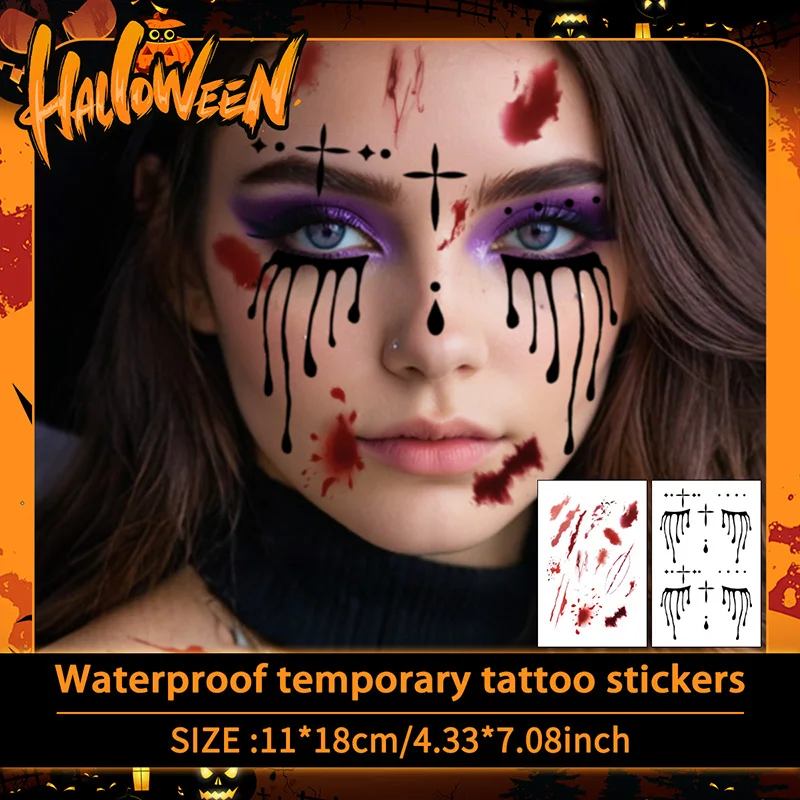 2Pcs Halloween Horror Temporary Tattoo Sticker, Long-lasting and Waterproof, Scar, Tears of the Nun, Tattoo Sticker for Face Arm
2Pcs Halloween Horror Temporary Tattoo Sticker, Long-lasting and Waterproof, Scar, Tears of the Nun, Tattoo Sticker for Face Arm