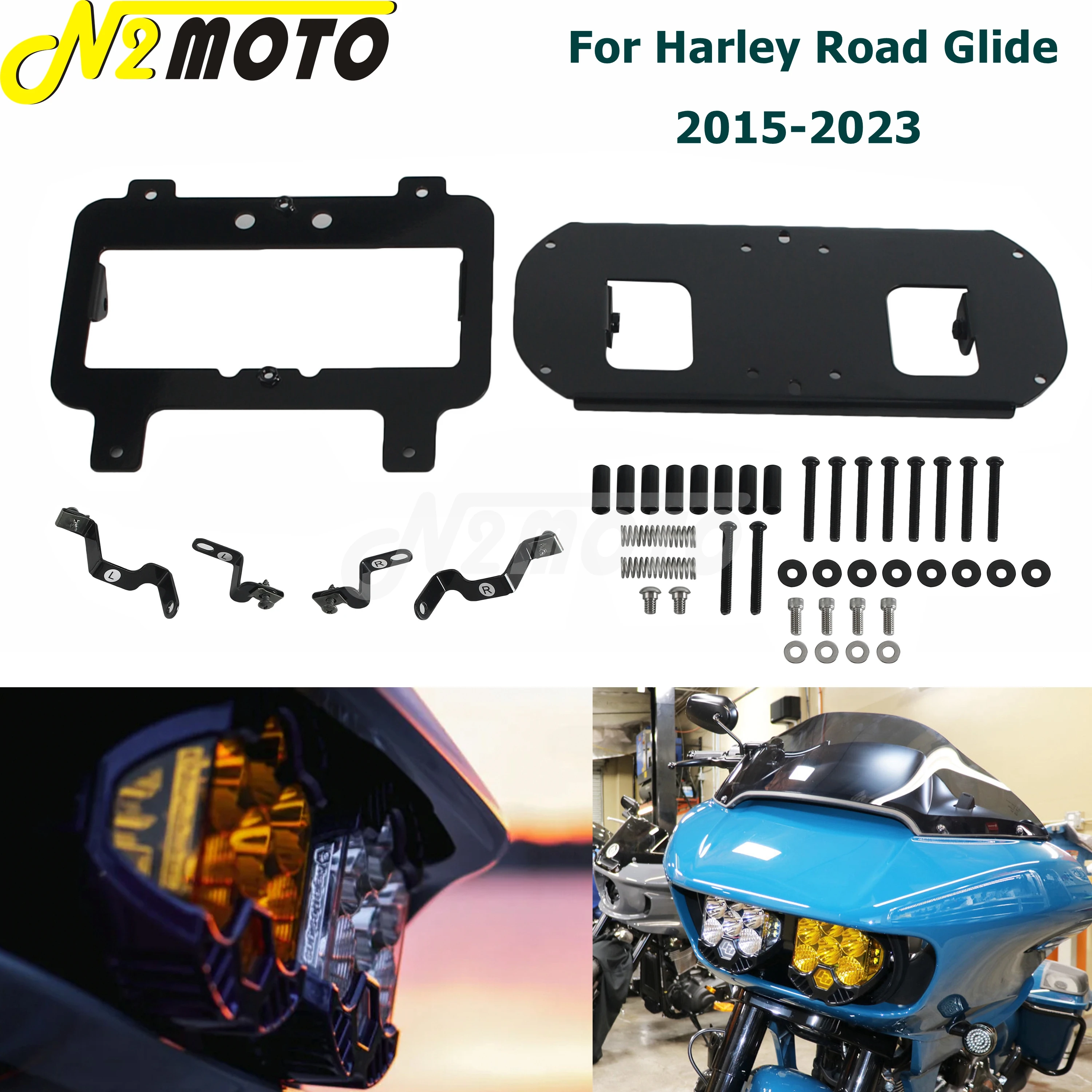 Motorcycle Headlamp Light Holder Rack For Baja LP6 Designs LED Lights For Harley Road Glide Adjustable Headlight Bracket 2015-23
Motorcycle Headlamp Light Holder Rack For Baja LP6 Designs LED Lights For Harley Road Glide Adjustable Headlight Bracket 2015-23