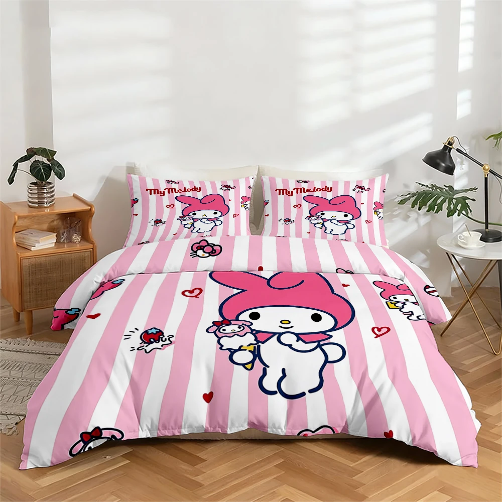 3-Piece High-Definition Digital Print Bedding Set with My Melody Pattern, Includes 1 Duvet Cover + 2 Pillowcases, Suitable for Bedroom, Guest Room, Home Decoration, Ultra-Soft Polyester Bedding, Thick Fabric, Machine Washable for All Seasons
3-Piece High-Definition Digital Print Bedding Set with My Melody Pattern, Includes 1 Duvet Cover + 2 Pillowcases, Suitable for Bedroom, Guest Room, Home Decoration, Ultra-Soft Polyester Bedding, Thick Fabric, Machine Washable for All Seasons