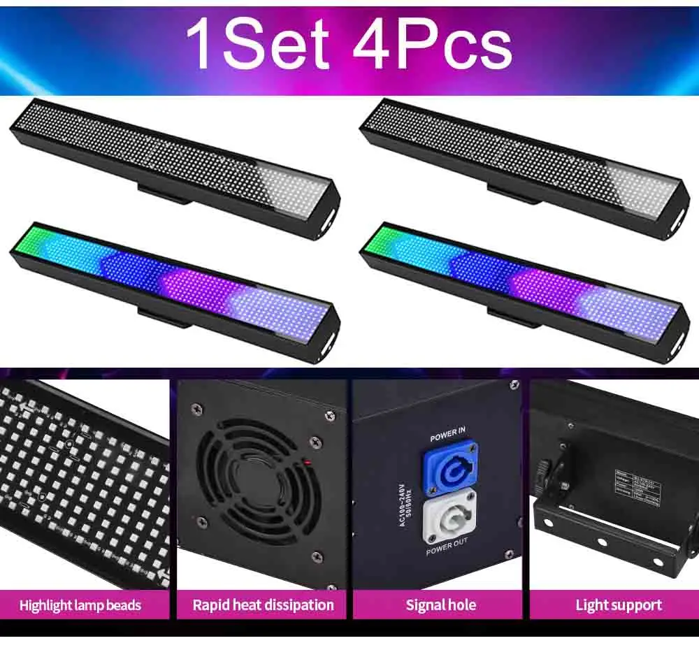 Mingjie 4PCS/Lot 150W Strobe Lights Disco RGB Barre Stage Light Bar Commercial LED Black Light For Wedding Party KTV DJ
Mingjie 4PCS/Lot 150W Strobe Lights Disco RGB Barre Stage Light Bar Commercial LED Black Light For Wedding Party KTV DJ