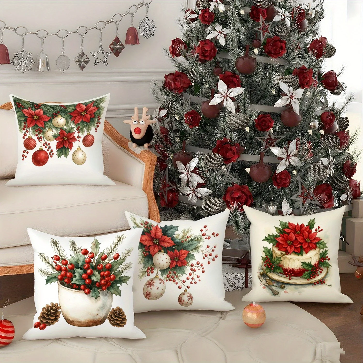 4 Vintage Christmas Pillowcases - Perfect for Sofa and Living Room Decor
4 Vintage Christmas Pillowcases - Perfect for Sofa and Living Room Decor