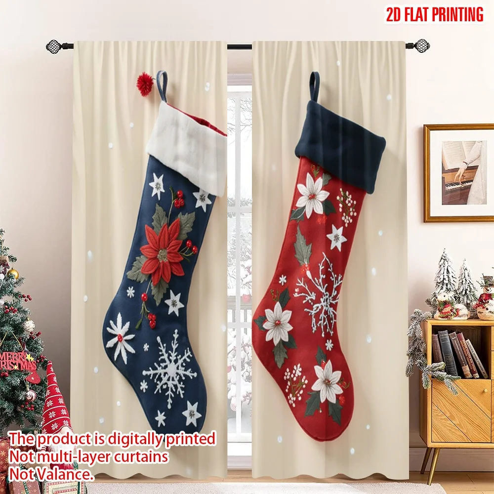 2pcs 2D flat printing Christmas Window Drapes Christmas Stockings With Poinsettias Fabric Without Electricity 0 for Booths
2pcs 2D flat printing Christmas Window Drapes Christmas Stockings With Poinsettias Fabric Without Electricity 0 for Booths